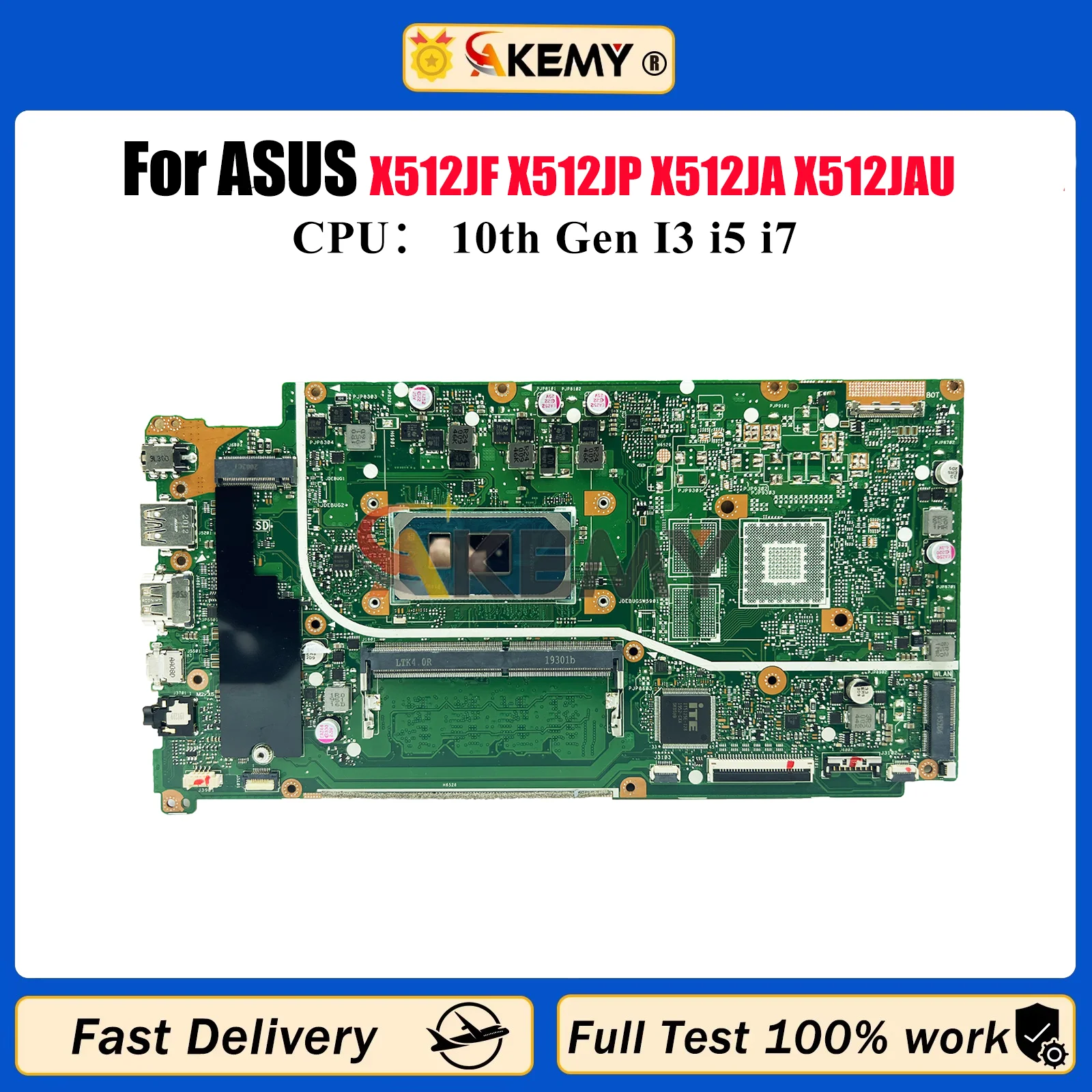 Placa base para ordenador portátil X512JA para ASUS X512J V5000J S512J A512J K512J X512JF X512JP X512JAW X512JAU con placa base de 10. a generación I3 i5 i7