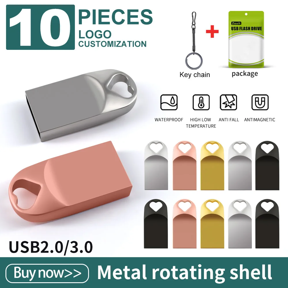Zsuit nuevo 10 Uds Mini Pen Drive 8GB 64G 32GB unidad Flash Usb 128G impermeable Pendrive Usb Stick U disco regalo logotipo gratis Flash USB