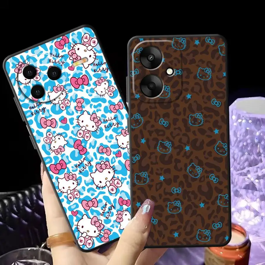 Funda de teléfono suave negra para Xiaomi Redmi 13C A4 A1 A2 Plus A3 9 A5 12C 14C 10 K40 K80 Pro muñeca bonita de dibujos animados