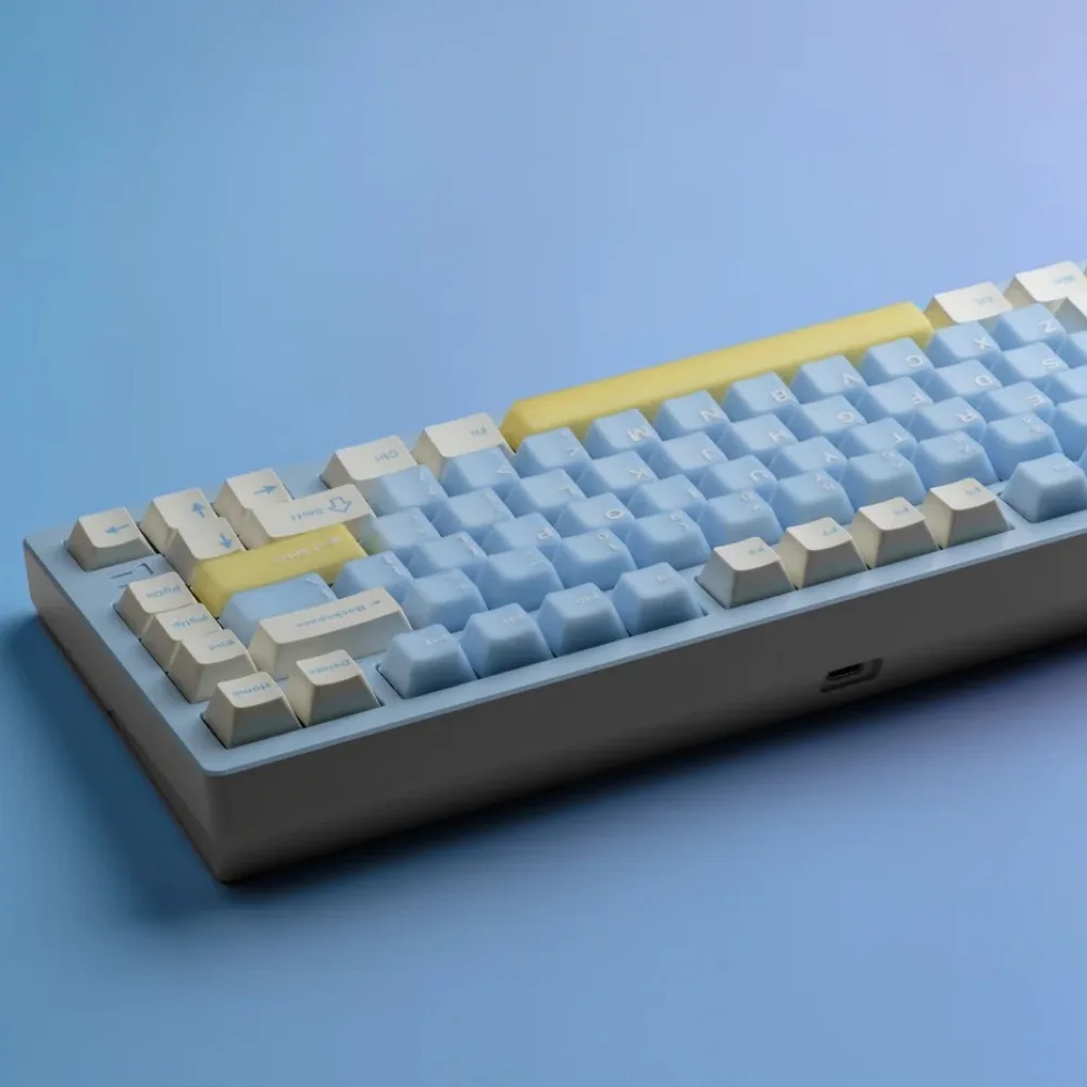 Juego de teclas con tema de Jade azul, 129 teclas ABS y PBT, tapa de teclado personalizada en azul y blanco, perfil de cereza, teclas para teclado mecánico - imagen 5
