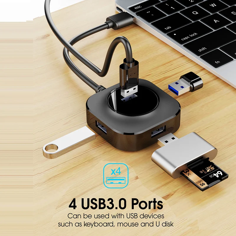 USB 3,0 2,0 HUB 4 puertos USB Cable divisor USB lector de tarjetas de disco teclado extensor de ratón portátil PC teléfono tableta base de carga - imagen 5