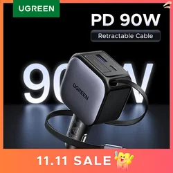 UGREEN Cargador de Coche USB-C PD con Cable Retráctil