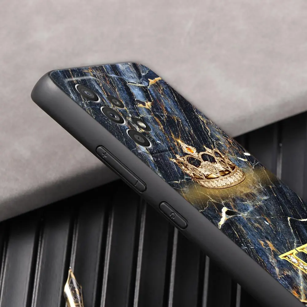 Funda con letra inicial R Q T Galaxy A53 5G, carcasa trasera a la moda con corona de mármol para Samsung A54, A52, A51, A71, A73, A72, A41, A42, A32, A33 - imagen 5