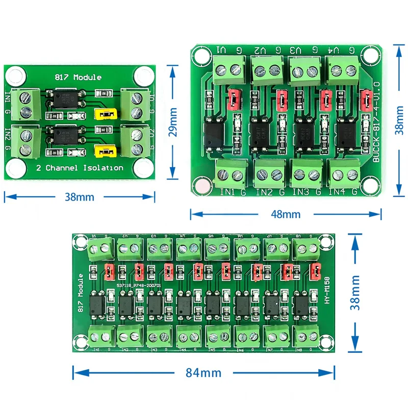 817 Optoacoplador Placa de aislamiento de voltaje de 2/4/8 vías Módulo adaptador de control de voltaje Módulo de aislamiento óptico del controlador - imagen 3