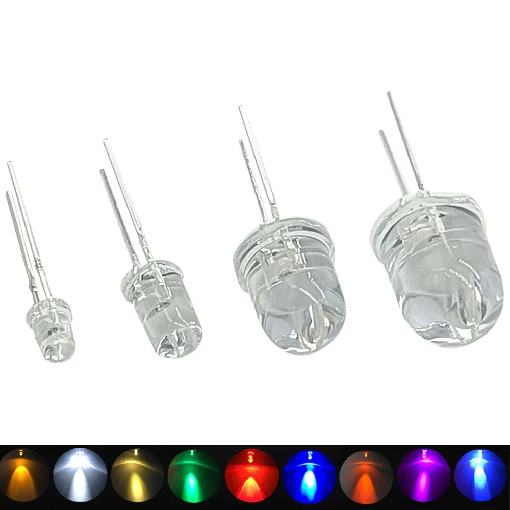 200X F3 5mm 8mm 10mm circular blanco, rojo, verde, azul, amarillo, rosa, bombilla de diodo emisor de luz LED ultrabrillante transparente con agua - imagen 2