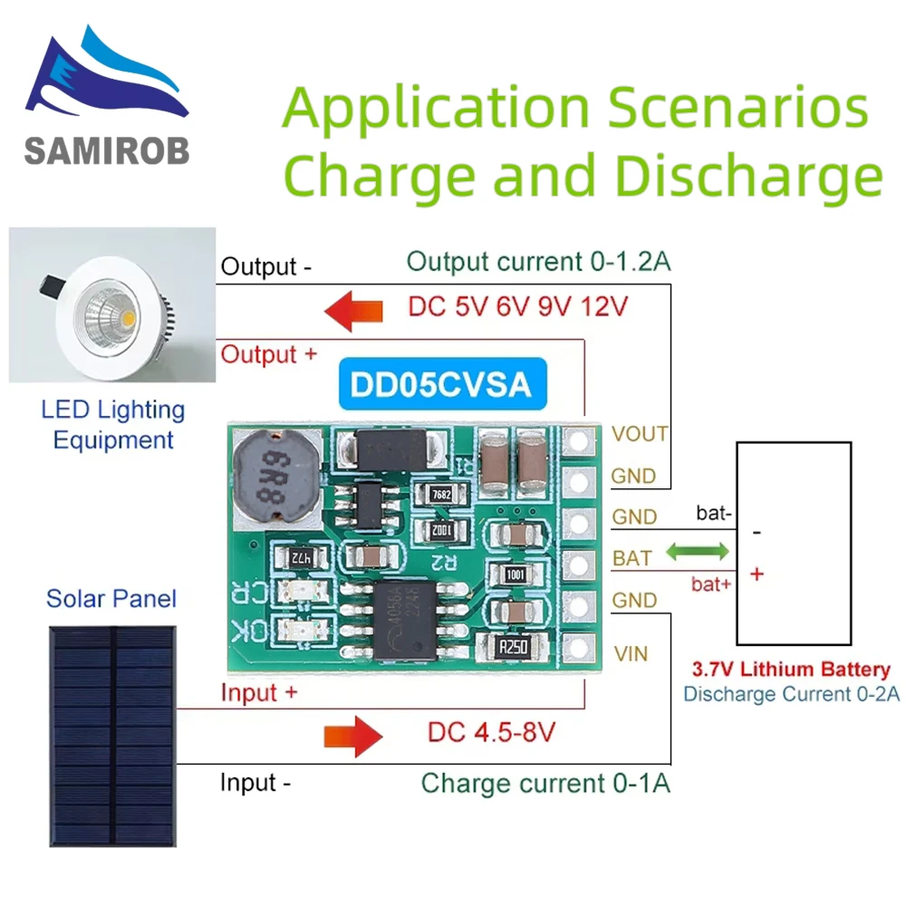 Cargador de 3,7 V 4,2 V, 5V, 6V, 9V, 12V, placa descargador, convertidor CC, módulo de refuerzo para Diy, módulo de cargador de energía móvil Solar DD05CVSA