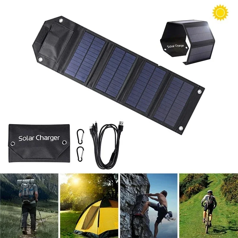 Panel Solar plegable de 8W, cargador de células solares de energía USB de 5V, Panel Solar plegable impermeable, cargador de batería móvil para exteriores