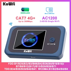 KuWFi CAT7 4G + LTE Router 1200Mbps 2,4G 5G WiFi único portátil viaje 4G módem móvil batería de 3000mAh 10 usuarios con ranura USIM