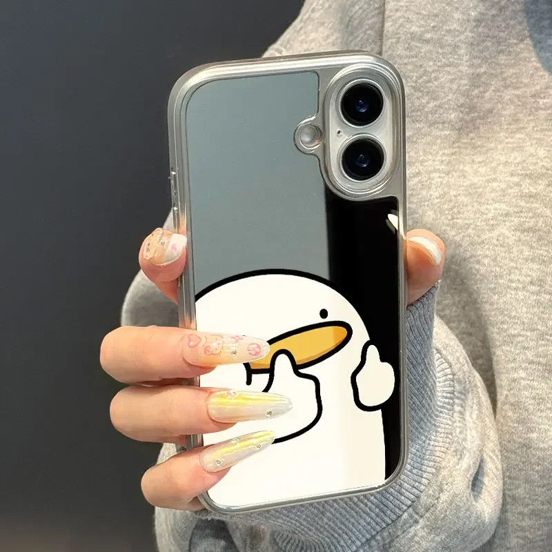 El pato que dio un pulgar hacia arriba para iPhone11/12/13/14/15/16/17 Pro Max AIR PLUS funda de teléfono con espejo epoxi TPU anticaída - imagen 2
