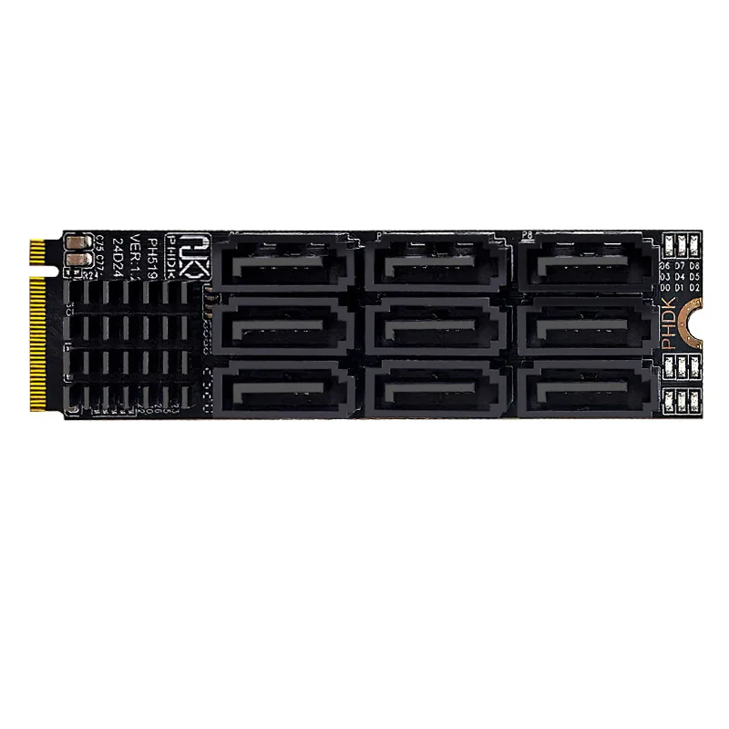 Nuevo M.2 NVME PCIE M-KEY a 9 puertos SATA3.0 tarjeta adaptadora Riser SATA III 6Gbps chasis servidor PC tarjeta de expansión de ordenador para escritorio - imagen 4