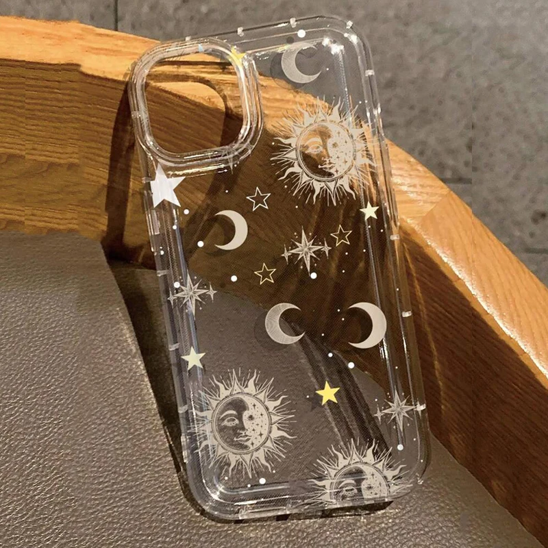 Para Xiaomi Redmi Note 13 Pro 4G funda Redmi Note 10 12 11 Pro Plus 5G 9S 10S 11S 12S 12C 13C 4G funda con estampado de estrellas y Luna cubierta transparente - imagen 2