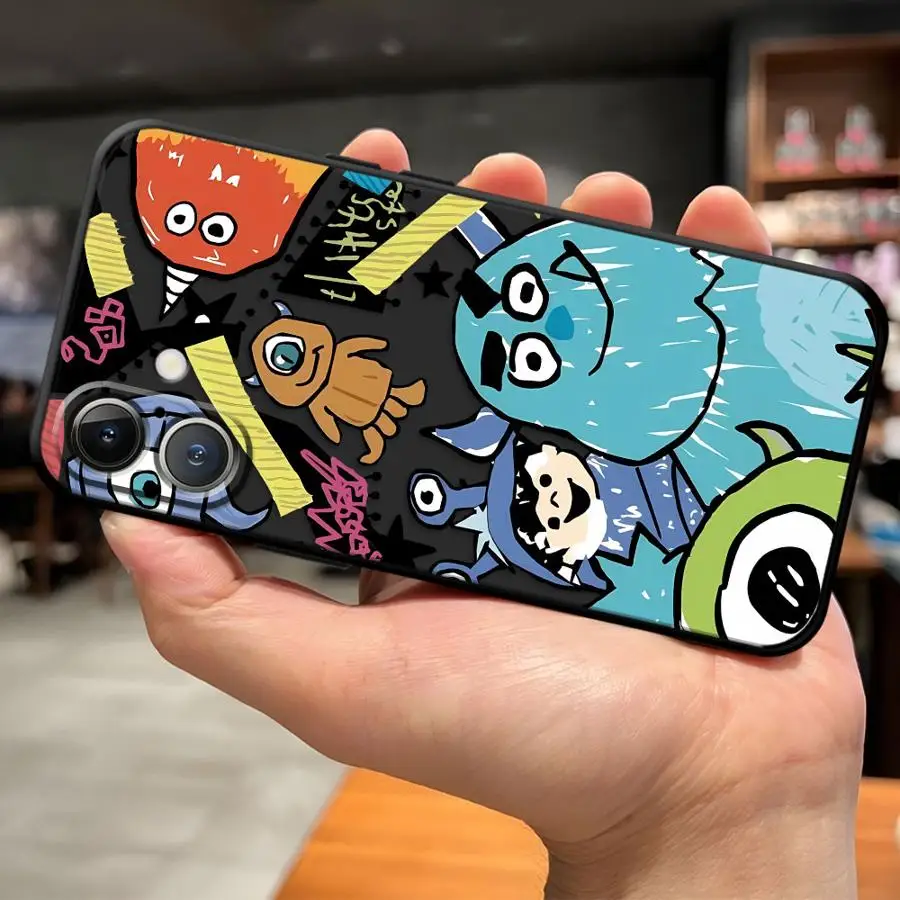 Funda para iPhone 15 16 14 Plus 7 8 17Air 13 12 11 17 Pro Max XR XS Max cubierta de teléfono suave negra dibujos animados Disney Monsters Inc - imagen 4