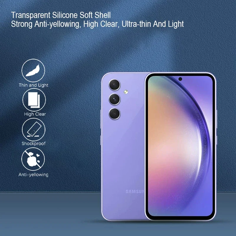 Funda suave de silicona transparente ultrafina para Samsung Galaxy, cubierta trasera transparente para Samsung Galaxy A54, A34, A14, A04, A04S, A53, A73, A33, A23, A13, A03S, A03 - imagen 2