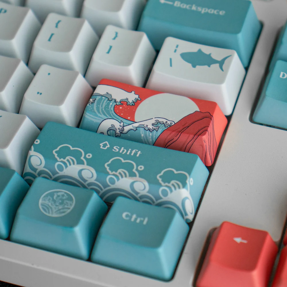 Coral Sea OEM perfil DYE-SUB PBT Keycap inglés personalizado personalidad Keycaps para teclado mecánico 61/64/68/75/84/87/96/980 - imagen 5