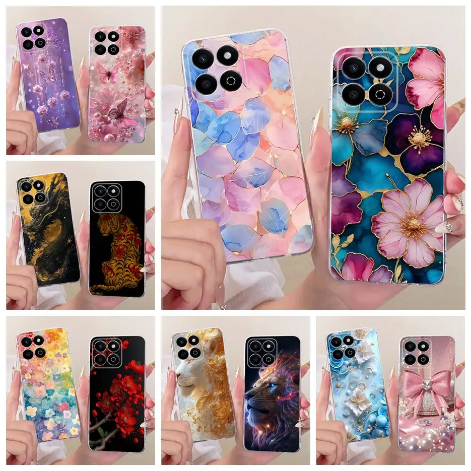 Para Honor X7C funda ALT-LX2 elegante flores caramelo pintado funda de teléfono de silicona suave para Honor 200 Smart X 7C HonorX7C Fundas