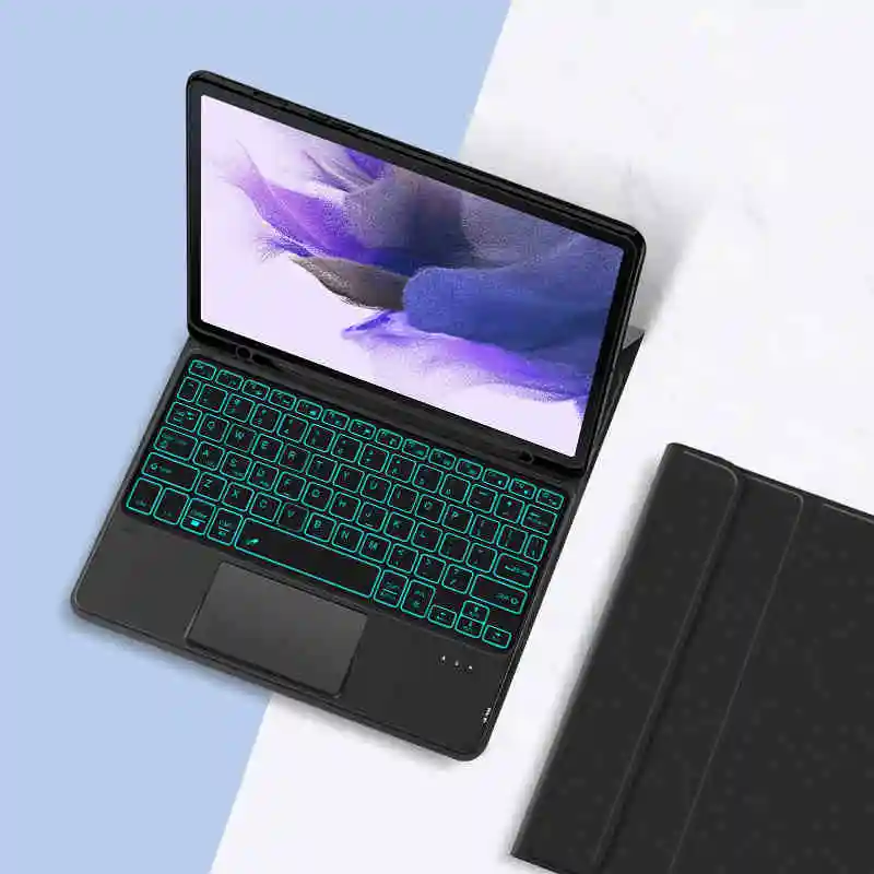 Funda con teclado para Samsung Galaxy Tab S10 FE S9 FE, panel táctil de 10,9 pulgadas, cubierta con teclado tipo Folio retroiluminado en 7 colores para Galaxy Tab S10fe