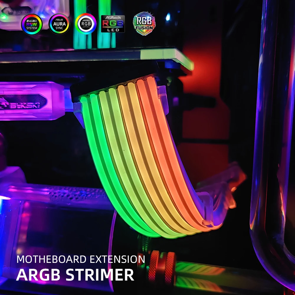 Cable de extensión de Motheboard RGB de 24 Pines, ARGB, GPU, 8 pines, Streamer de iluminación, Arco Iris, neón, VGA, extensor, PC MOD AURA - imagen 2