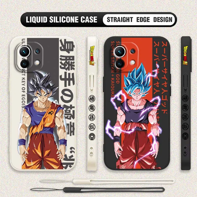 Moda d-dragon Ball Saiyan para Xiaomi Mi 17 15 14 13 12 11 9 13T 12T Lite Pro Max 5G cubierta de la caja del teléfono de cuerda izquierda líquida