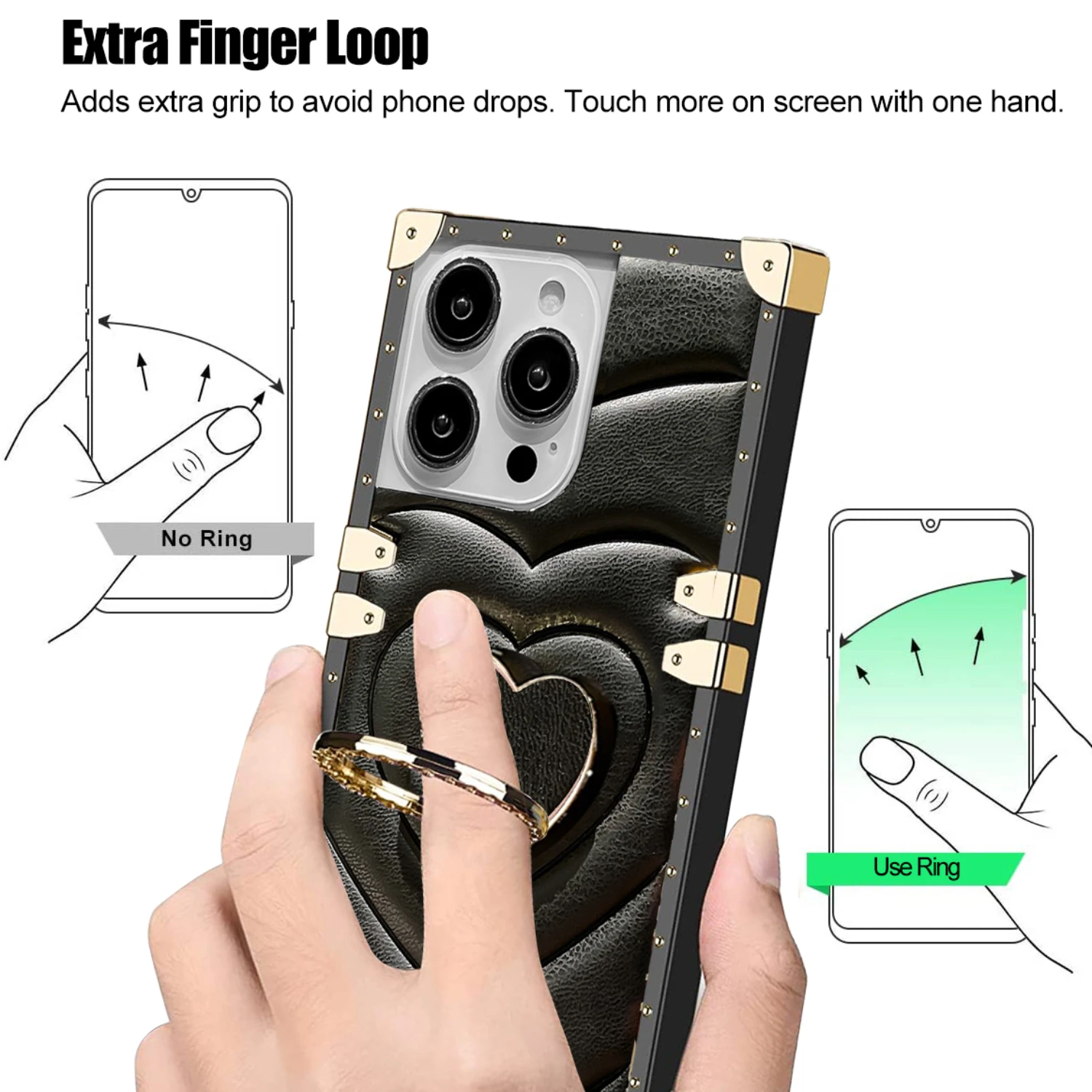 Funda de cuero con soporte de anillo para Iphone 14 Pro Max, 13, 12, 11, XSMAX, funda anticaída con lazo de dedo magnético - imagen 4