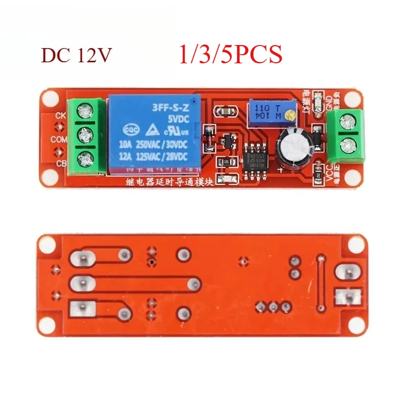 Módulo de retardo NE555 DK555 DC 12V, interruptor de temporizador, módulo de desconexión ajustable, escudo de retardo de tiempo, módulo de relé de sincronización, escudo 0 ~ 10S