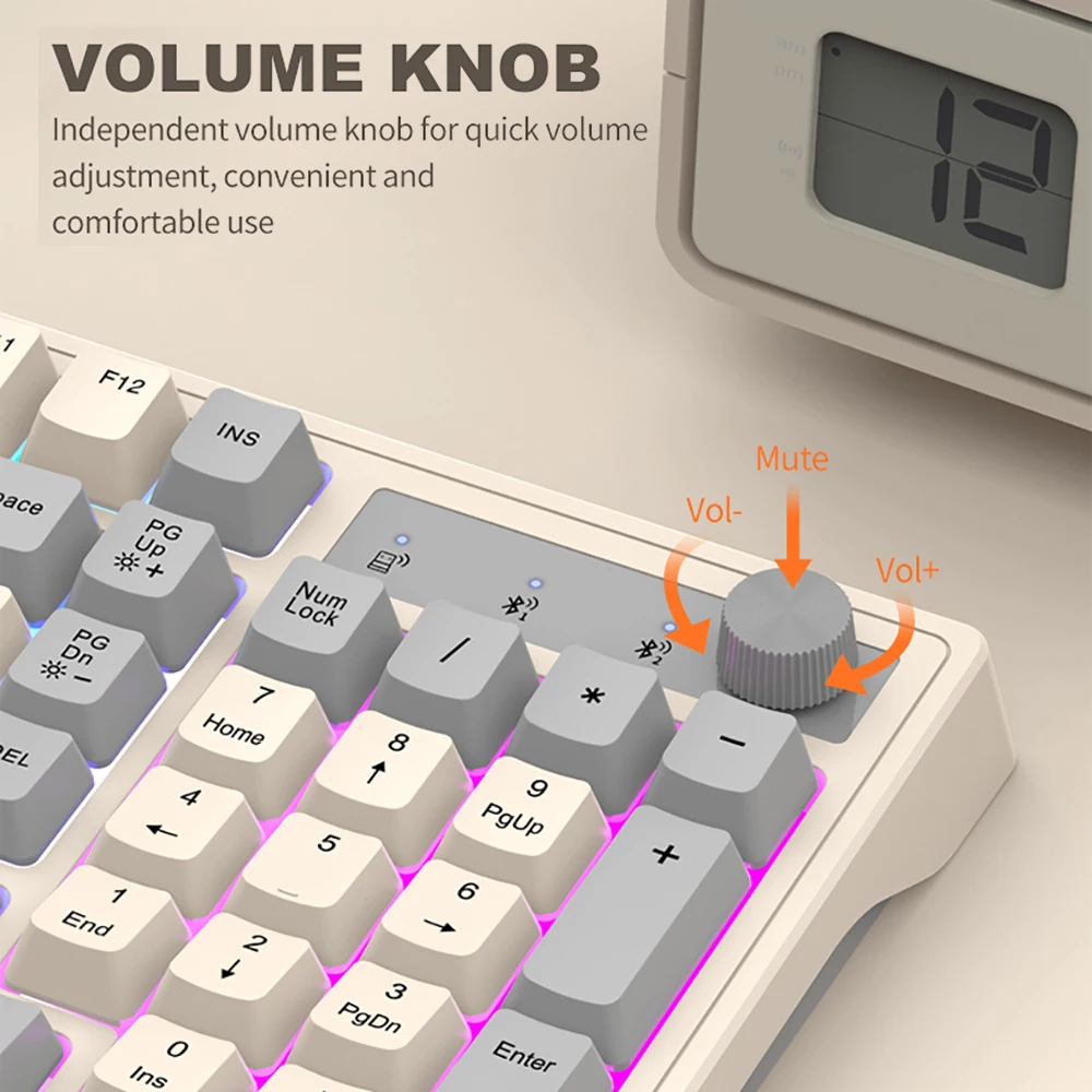 Teclado mecánico de modo Dual, teclado Dual Bluetooth 5,0, teclado inalámbrico de 2,4G, retroiluminación RGB, teclado para juegos para ordenador portátil - imagen 4