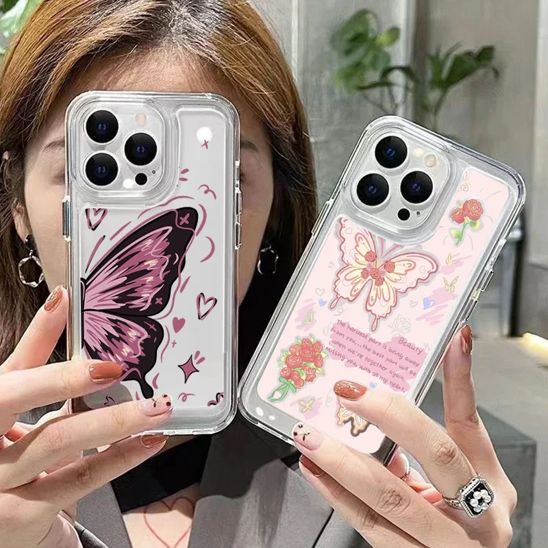 Funda de teléfono con estampado gráfico de mariposa colorida para iPhone, 15 Pro Max, 14, 13, 12, 11, XS, XR, X, 7, 8, 15 Plus, SE 2020, 2022, SE2, SE3 - imagen 3
