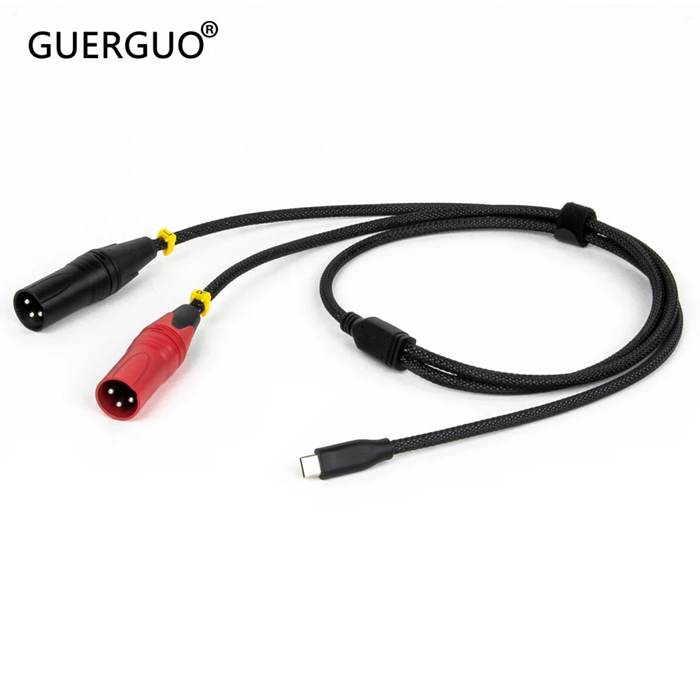 Cable de audio divisor USB C a XLR dual Y, cable adaptador de audio tipo C a 2 XLR macho/hembra compatible con teléfonos inteligentes o portátiles