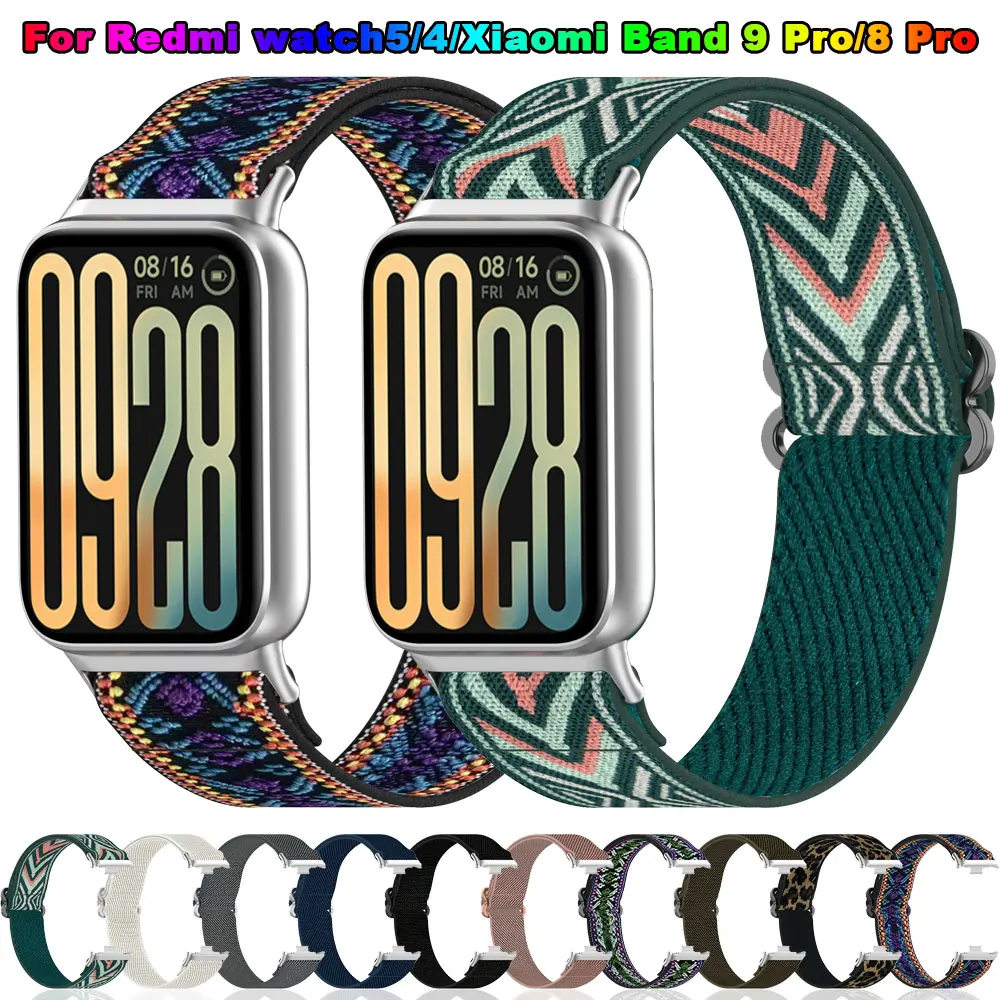 Correa de nailon para reloj Redmi 5 4, pulsera deportiva elástica de repuesto, Correa Corre para Xiaomi Mi Band 8 9 pro Band