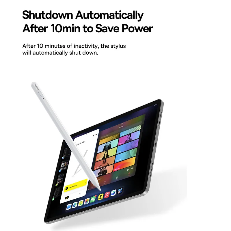 Baseus para Apple Pencil lápiz óptico magnético Bluetooth para iPad Pro Air 4 Air 5 2021-2024 batería Led lápiz táctil de rechazo de palma - imagen 5