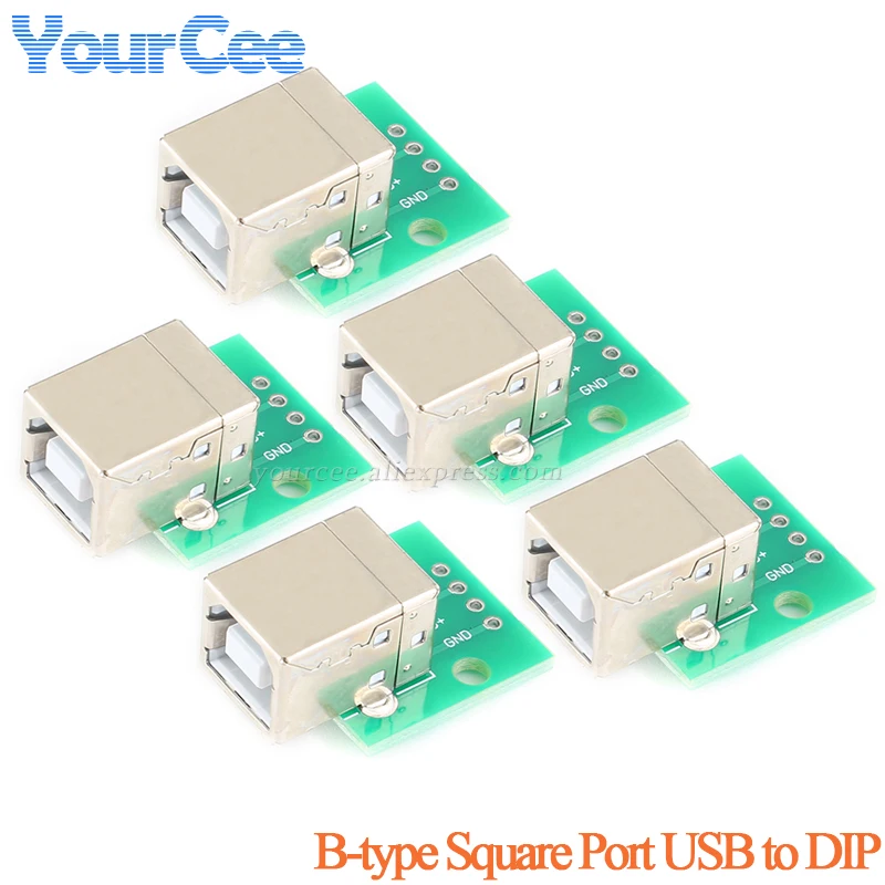 5 uds/1 unidad USB-B hembra a DIP Pinboard adaptador placa convertidora enchufe a Cable de datos de conexión de impresora