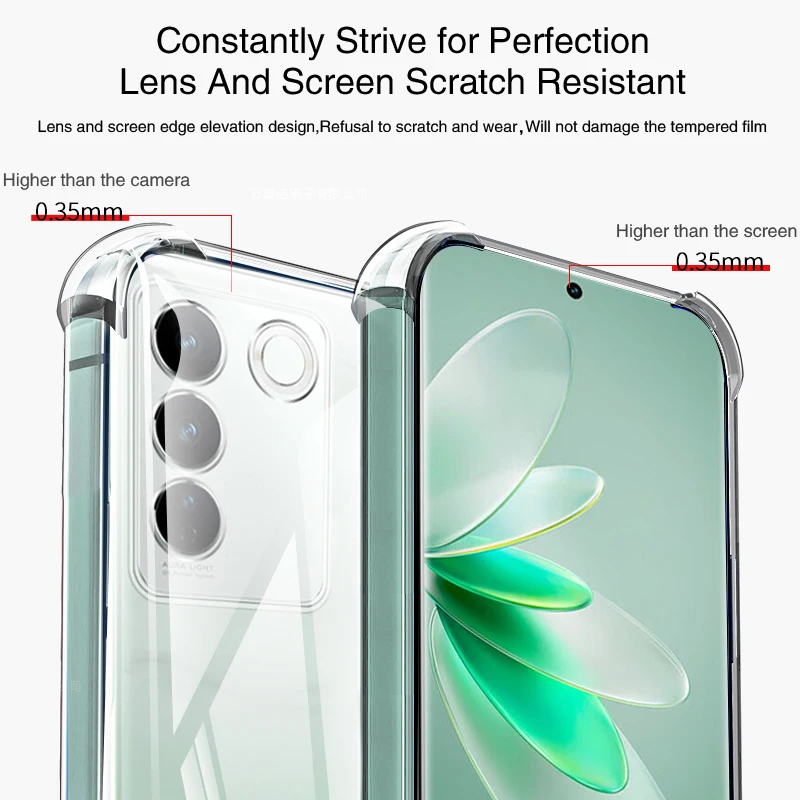 Funda de silicona Airbag para VIVO V27 Pro V27E E VIVOV27 V27Pro 5G, protección de cámara de TPU transparente, cubierta Original a prueba de golpes - imagen 2