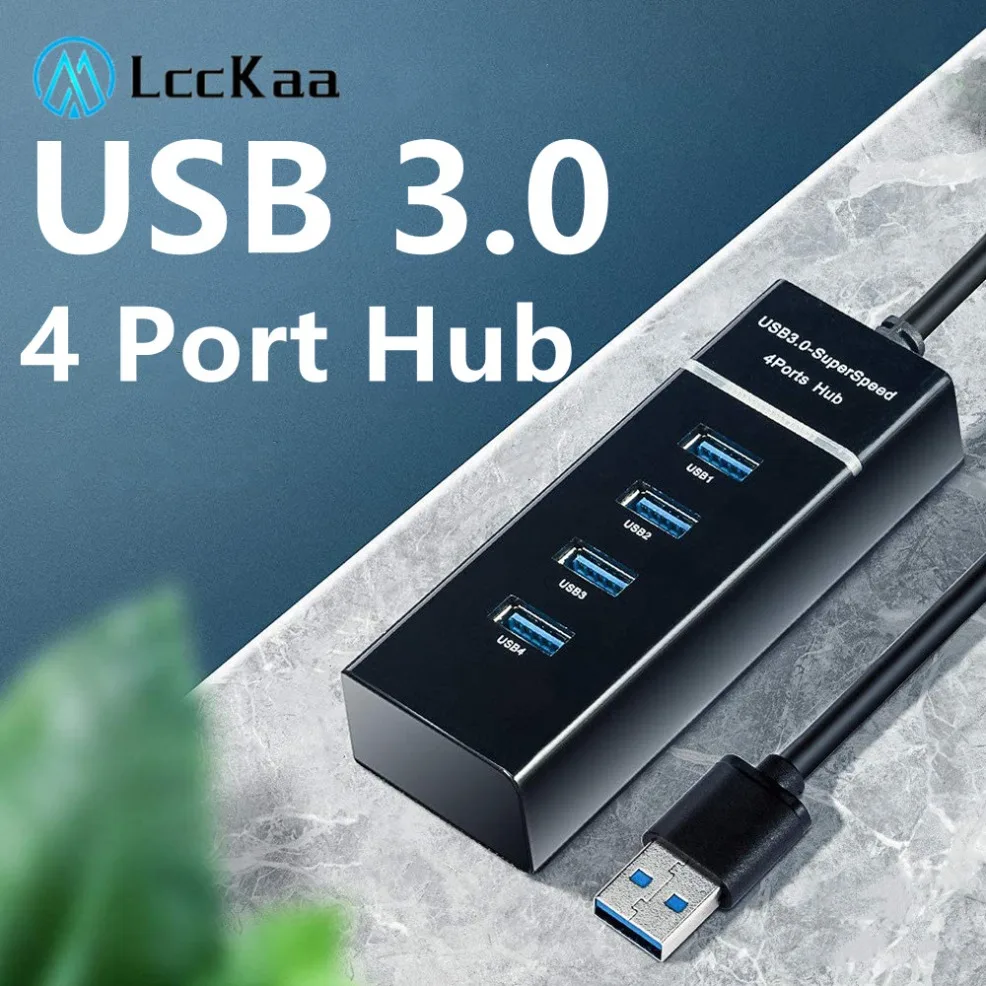 Hub USB 3,0 de 4 puertos, divisor USB, extensiones de concentrador multi USB, transmisión rápida de datos, adaptador OTG para ordenador Xiaomi Macbook Pro Air