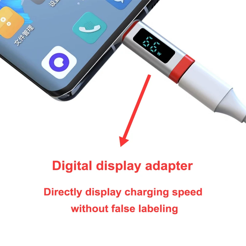 Pantalla USB C a conector tipo C pantalla Digital Cable de carga convertidor adaptador de enchufe monitoreo velocidad de carga PD 66W - imagen 3