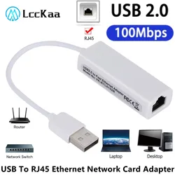 Adaptador USB Ethernet RJ45 10/100Mbps para PC y Portátil