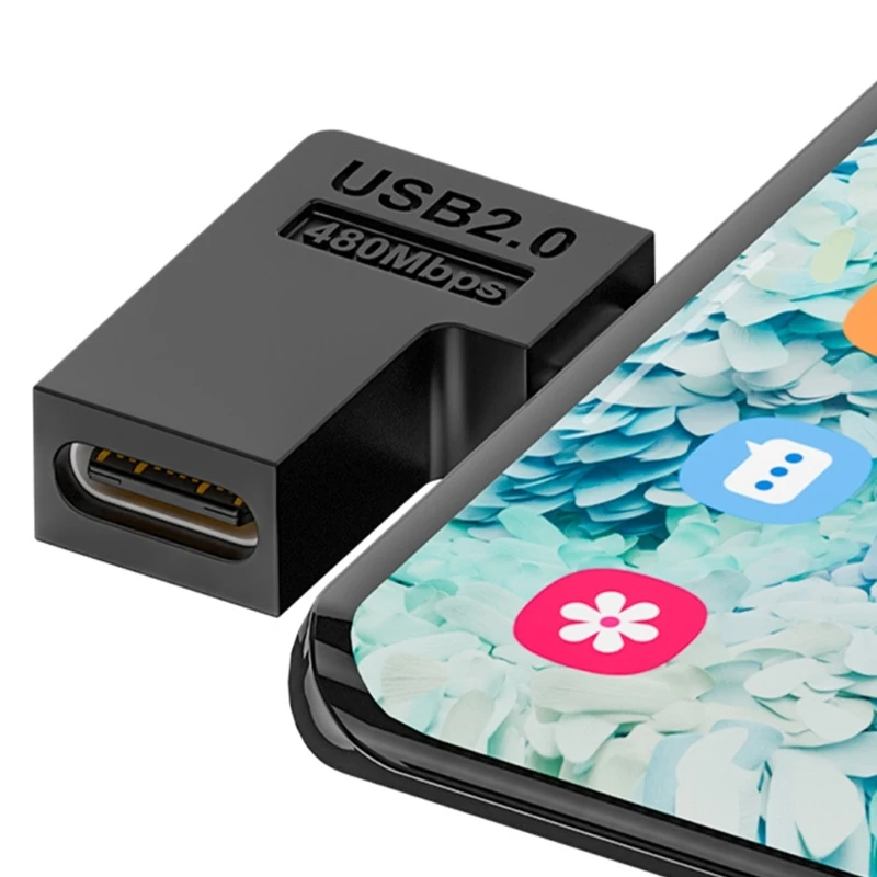 Adaptador de extensión Micro USB macho a tipo C hembra, ángulo recto de 90 grados, conector USB C hacia arriba y hacia abajo para ordenador portátil - imagen 5