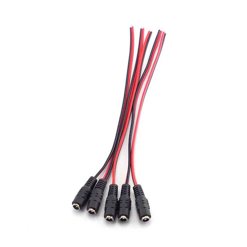 100 Uds conectores CC 5,5x2,1mm Cable en espiral conector hembra para cámara de seguridad CCTV adaptador de corriente CC A7 - imagen 2