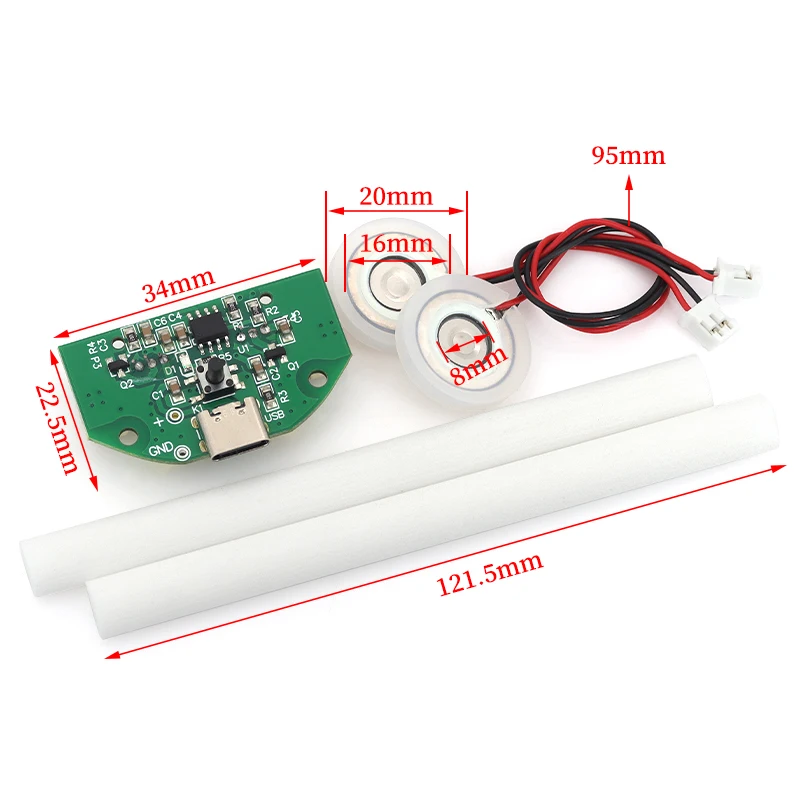 Mini humidificador USB de TYPE-C, Kits de bricolaje, generador de niebla y placa de circuito de controlador, nebulizador, película de atomización, hoja de atomizador, Mini oscilante - imagen 3