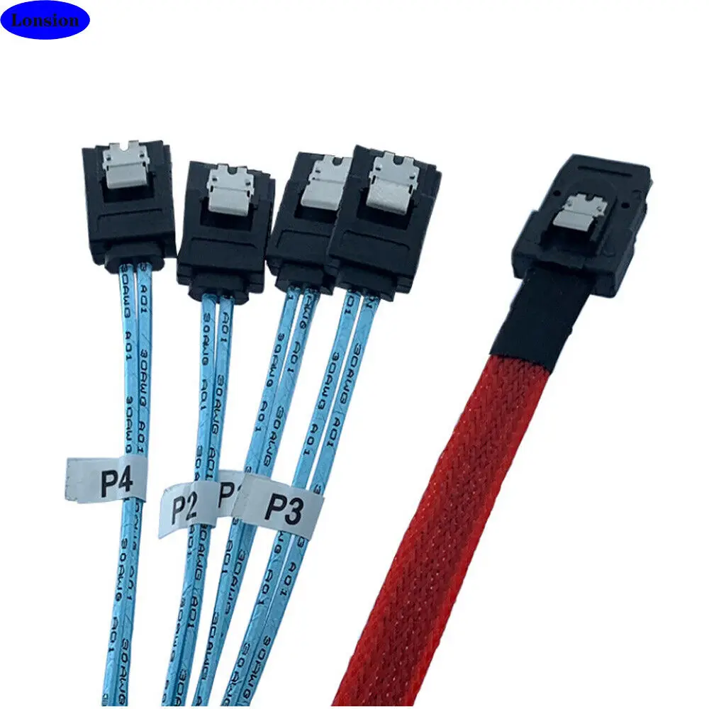 Cable MINI SAS SFF-8087 con cuatro conectores SATA