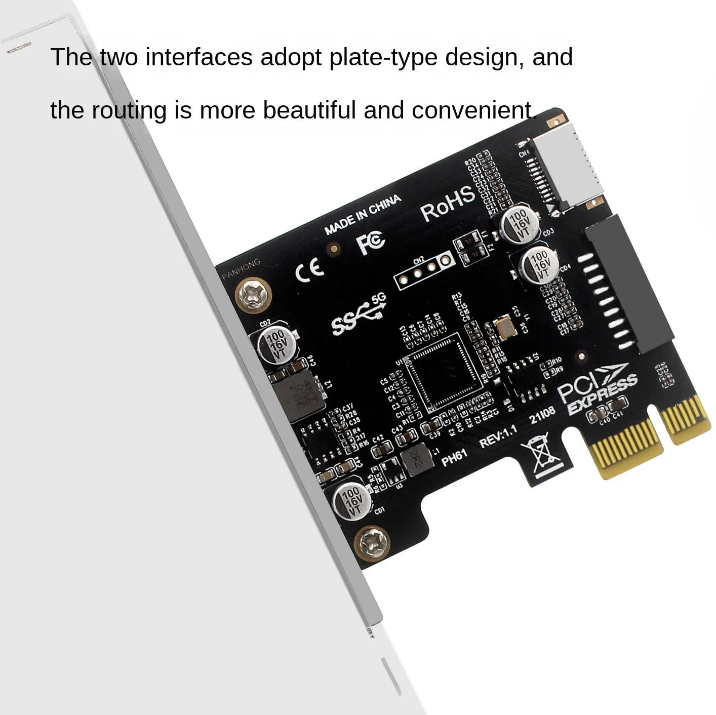 Tarjeta extendida PCIE USB 3,0 PCI Express a USB3 tipo E frontal TYPE-C 19P 20 pines tarjeta de expansión PCI-e tipo C adaptador de controlador - imagen 4