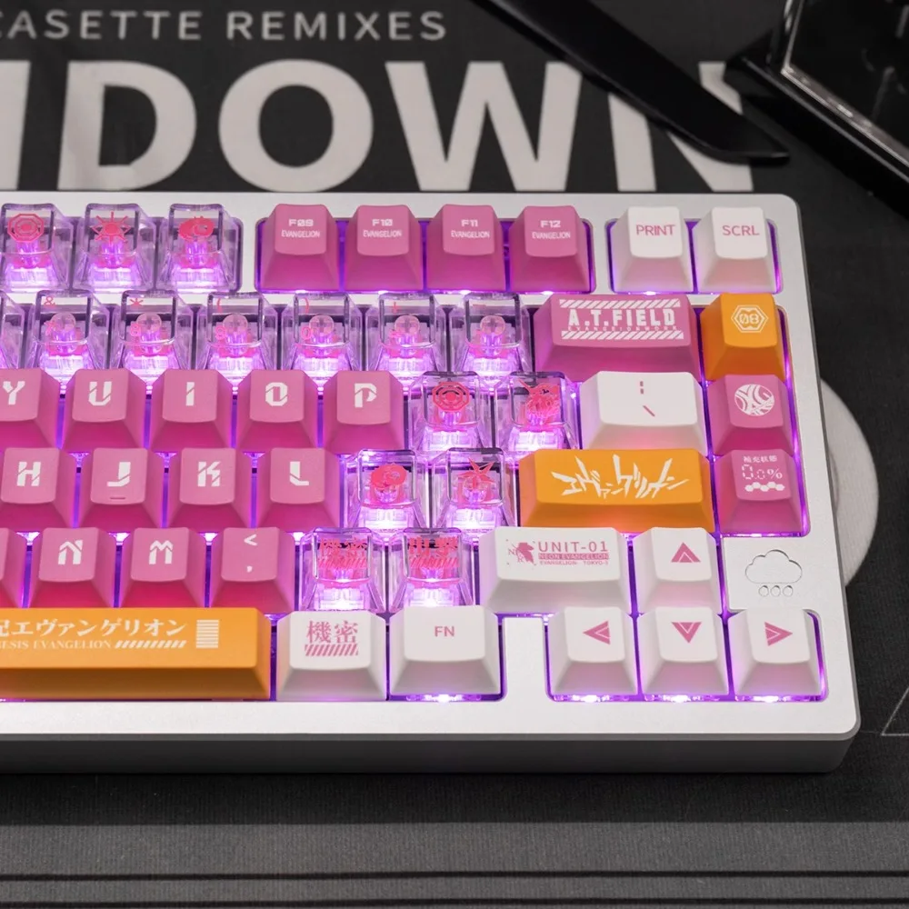 Teclas transparentes de doble Color, 46/142 teclas, altura de cereza, sublimación PBT/PC para teclado mecánico 61 68 75 87 104 108 - imagen 4