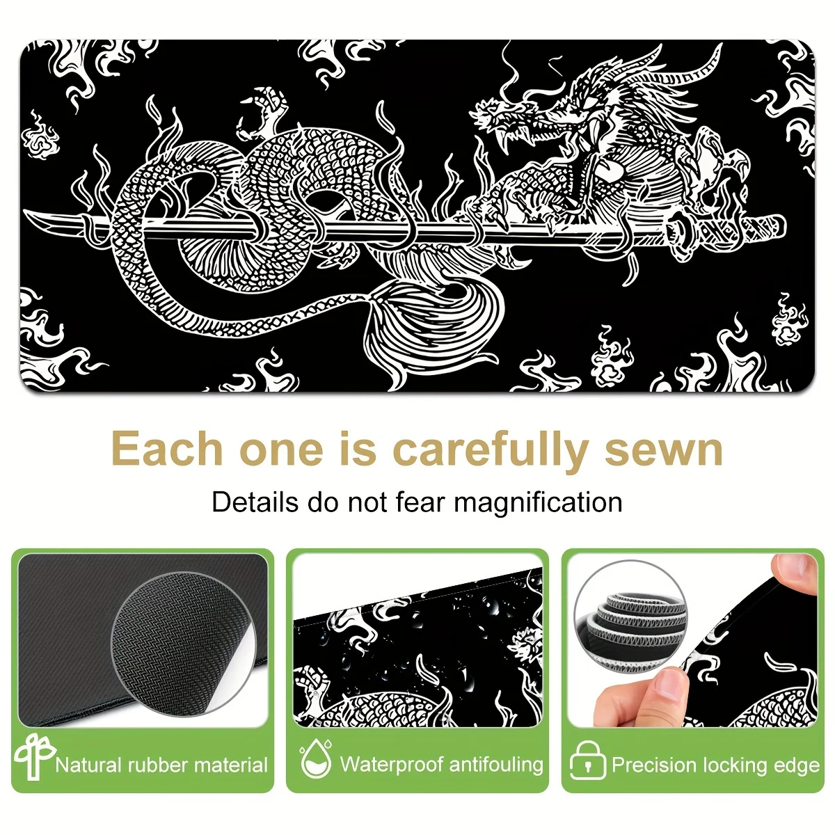 Alfombrilla de ratón XXL de juego de dragón japonés de gran tamaño, alfombrilla de escritorio de goma antideslizante impresa en HD, accesorios profesionales de escritorio para jugadores - imagen 4