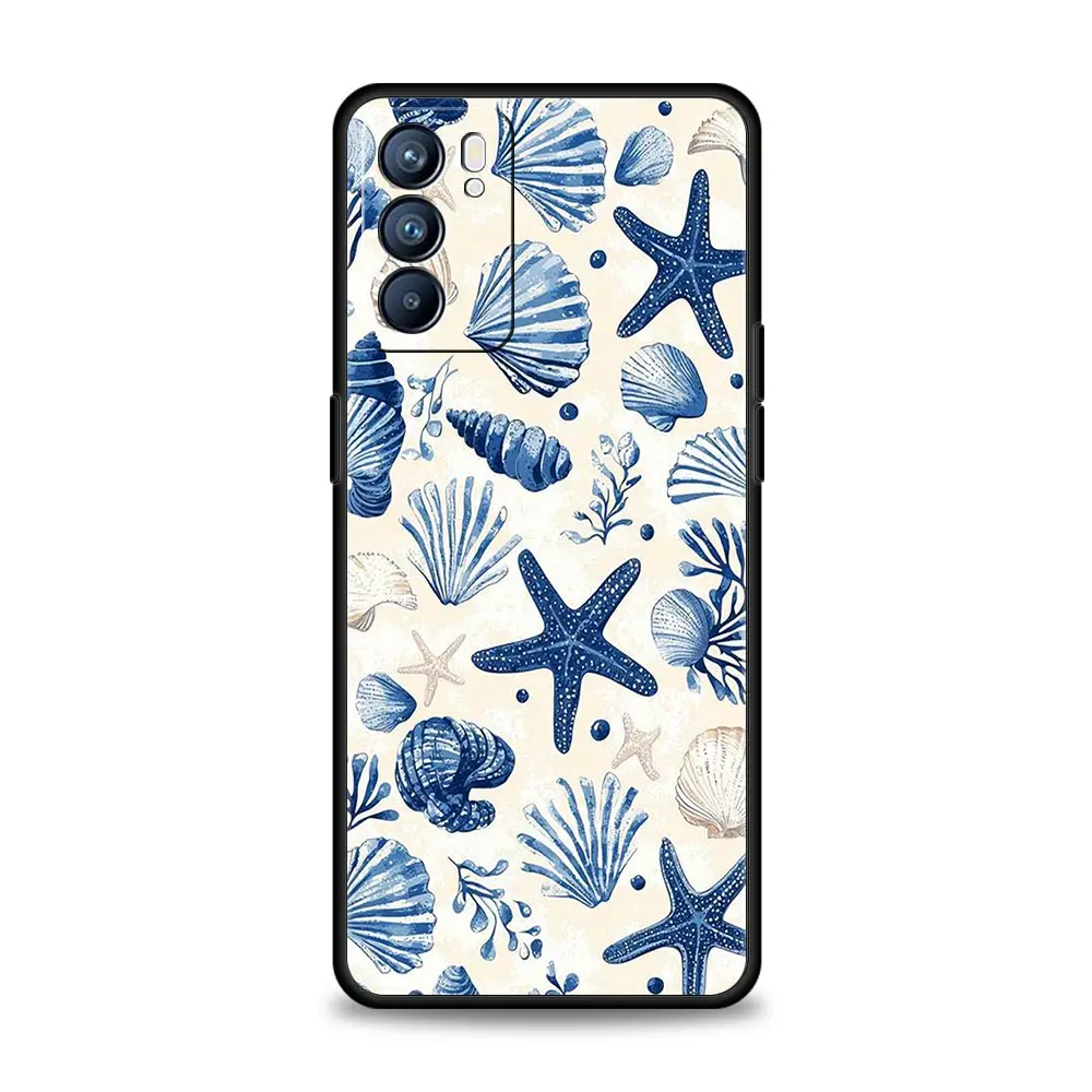 Funda de teléfono para Oppo Reno13 Reno12 Reno11 F Reno10 Pro A54 A53 A95 A76 A74 A57 A98 A80 A79 5G A78 4G cubierta azul animales del océano - imagen 4