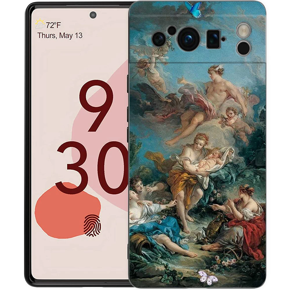 Pintura de arte renacentista para Google Pixel 8 7 6 Pro 6A 5G, funda de teléfono negra, funda trasera suave a prueba de golpes, carcasa de silicona TPU - imagen 5