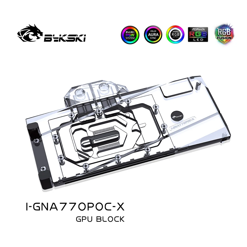 Bykski-bloque de agua GPU para GUNNIR Intel Arc A770, tarjeta de fotones 16G OC/radiador de refrigeración de cobre RGB, I-GNA770POC-X - imagen 4