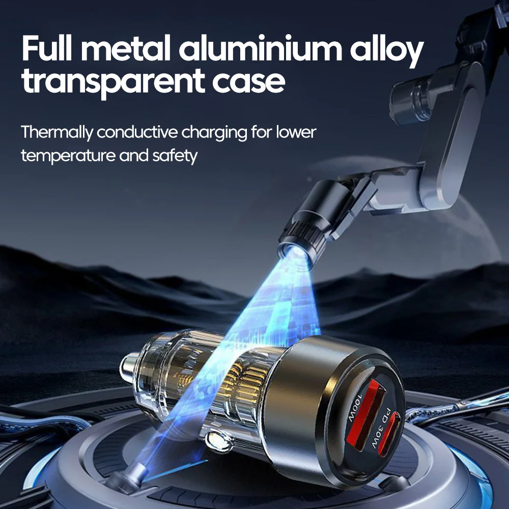 Olaf 130W PD cargador de coche USB tipo C adaptador de teléfono de coche de carga rápida para iPhone 16 15 Xiaomi Huawei Samsung S21 carga rápida 3,0 - imagen 2
