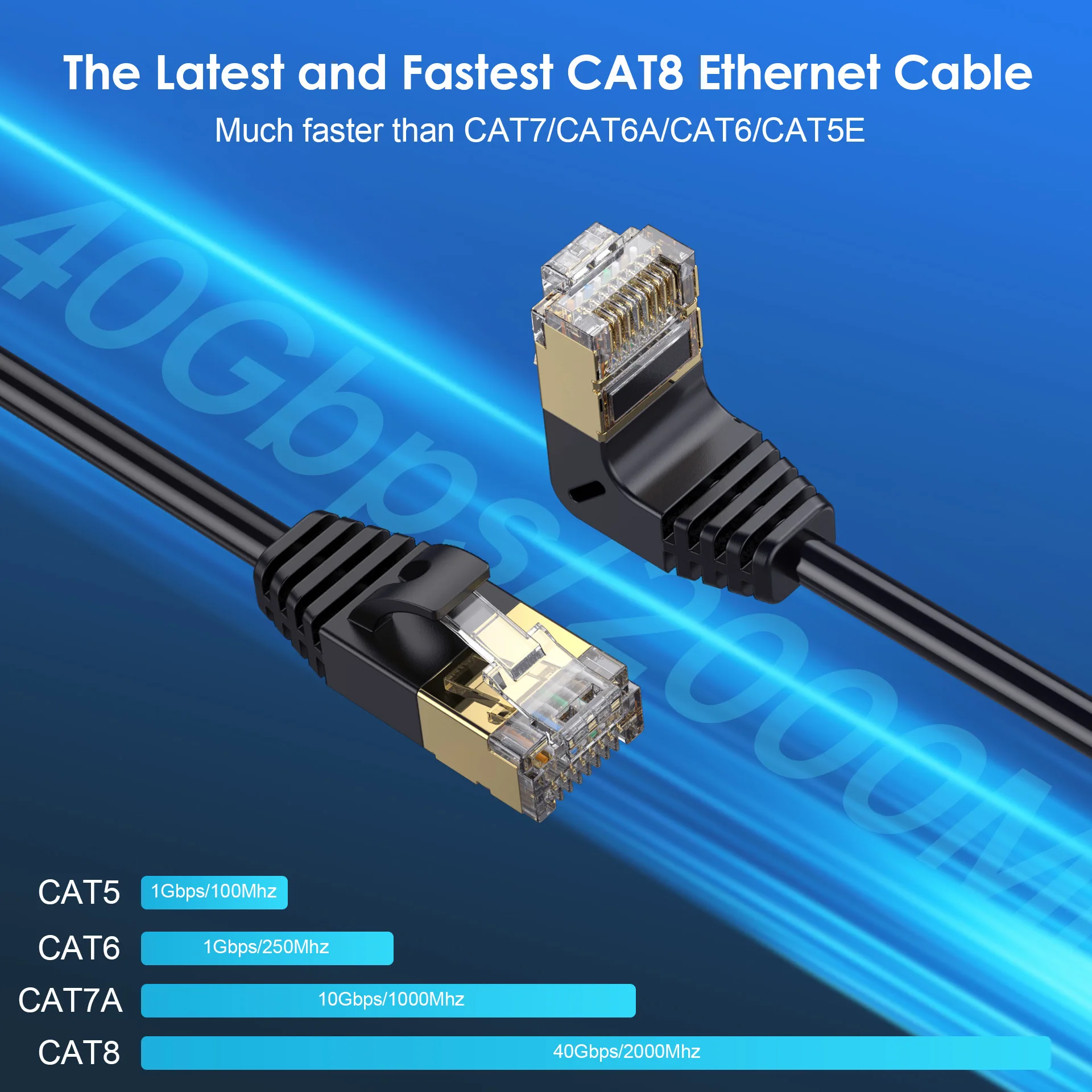 Cable Ethernet RJ45 CAT8 de alta velocidad OD3.8mm 2000MHz 10Gbps Cat 8 Cable de puente fino para conectividad de computadora de red 5G - imagen 5
