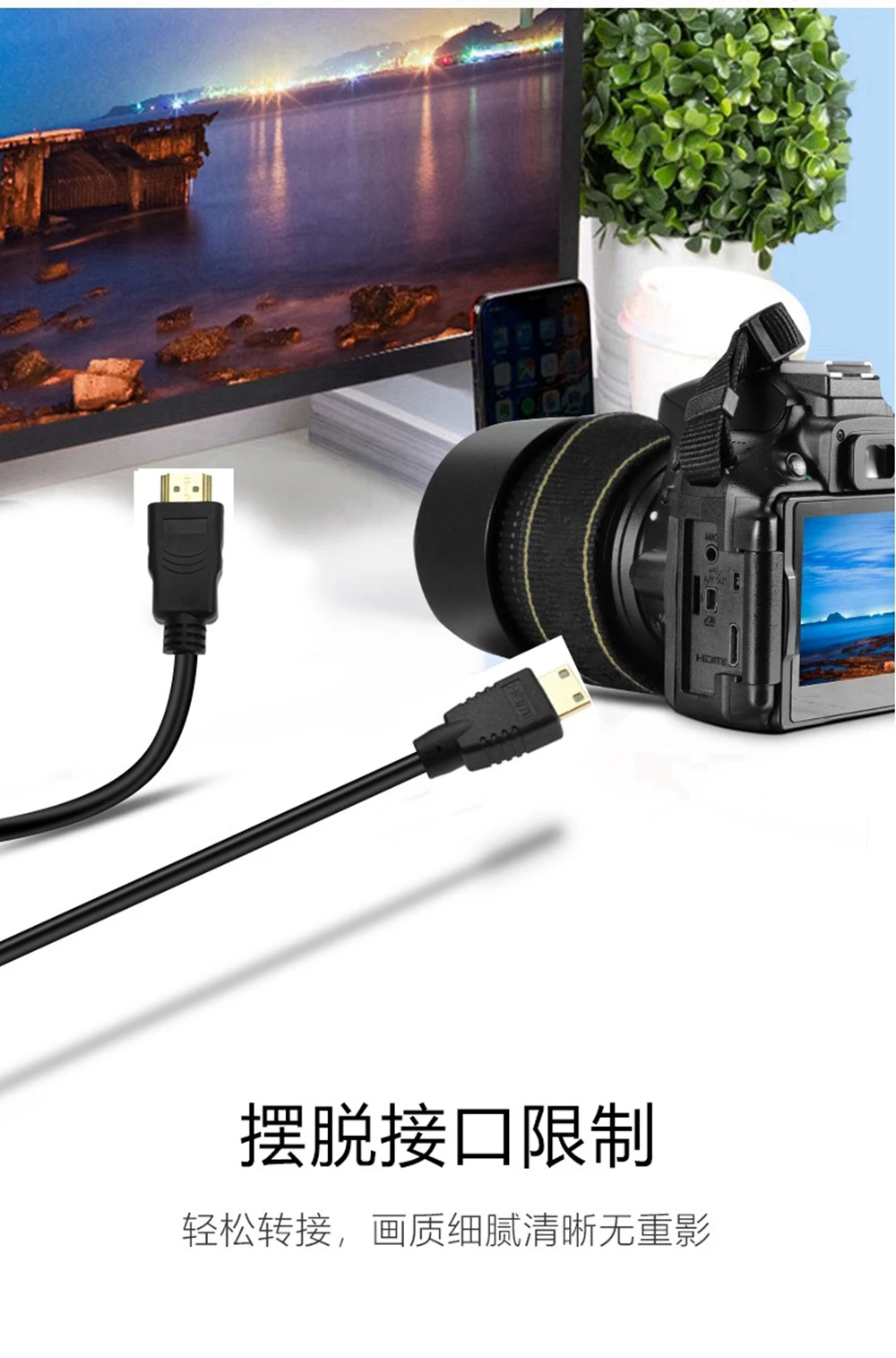 Mini hdtv compatible con cable hdmi 1m 1,5 m 2m 3m 5m macho a macho 4k 3d 1080p para tableta videocámara mp4 dvd mini cable hdmi