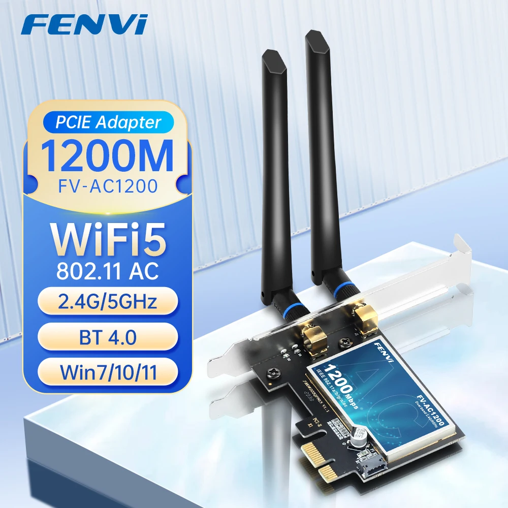 FENVI AC1200 WiFi 5 adaptador PCIE BT4.0 banda Dual 2,4 GHz/5GHz 802.11AC tarjeta Wi-Fi de red inalámbrica para PC de escritorio Windows 7/10/11 - imagen 2