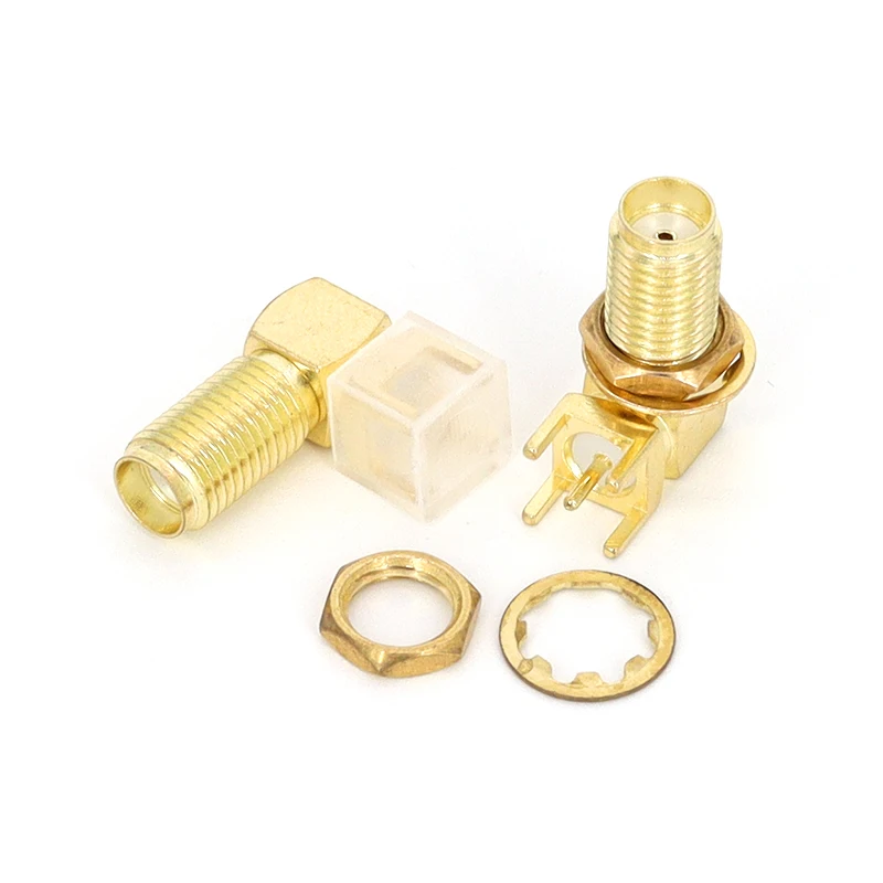 Stlxy-Adaptador de enchufe hembra SMA, 5 piezas, SMA-KWE, borde de soldadura, Conector de montaje PCB, ángulo recto, Coaxial RF - imagen 3