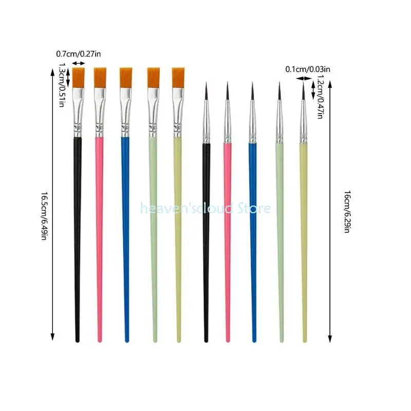 Y88B 50 Uds pinceles arte profesional pelos nailon suave punta fina cabeza cepillo redondo pincel artista